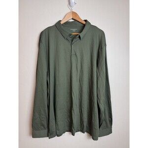 Charles Tyrwhitt Polo Shirt Mens 2XL Green Long Sleeve Jersey Knit Cotton NWOT